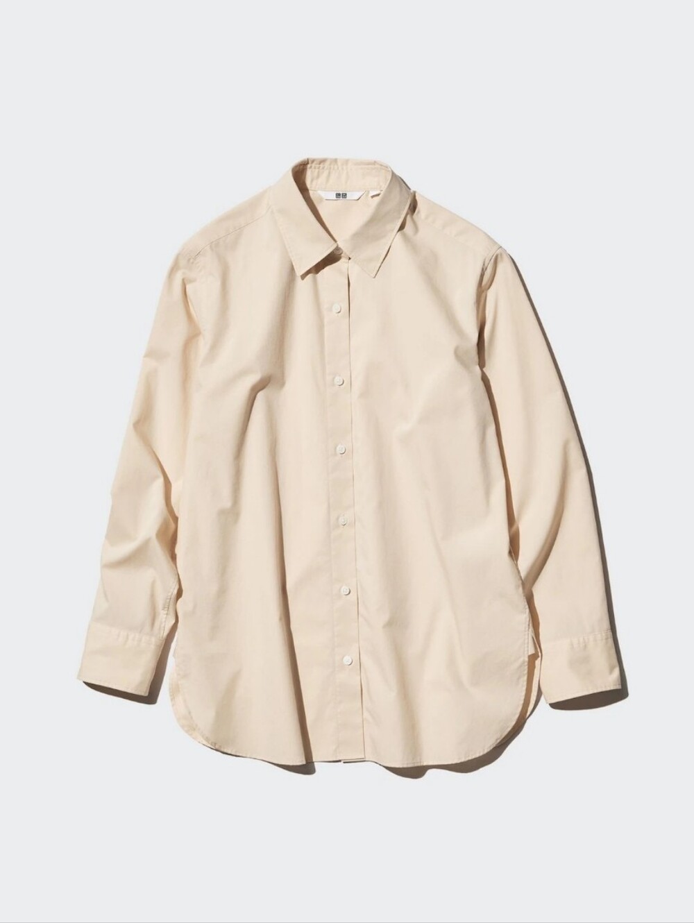 Uniqlo Extra Fine Cotton Long Sleeve Shirt Beige L NWT